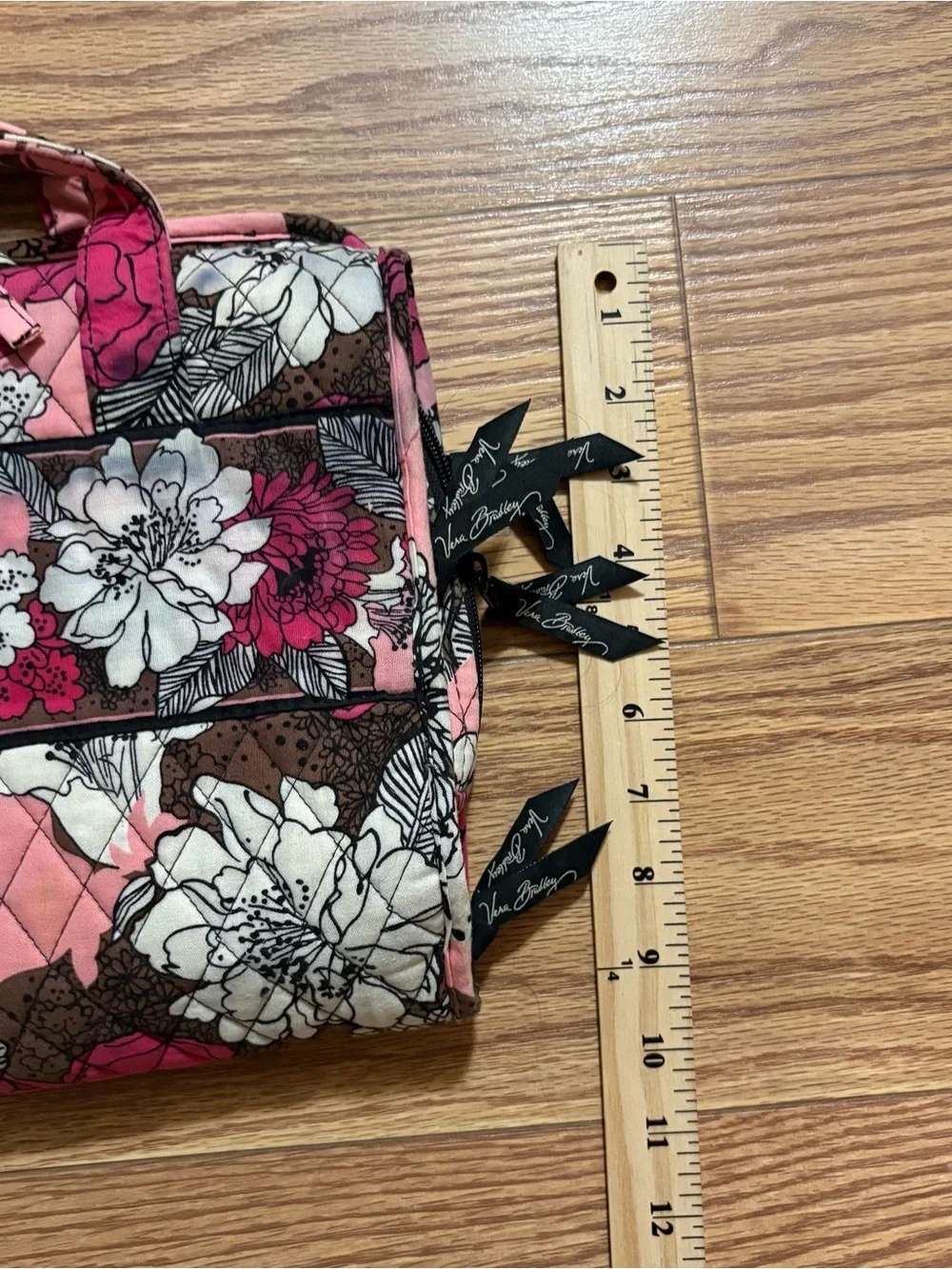 Vera Bradley Mocha Rouge Cosmetic Makeup Travel Luggage Compartment Bag
